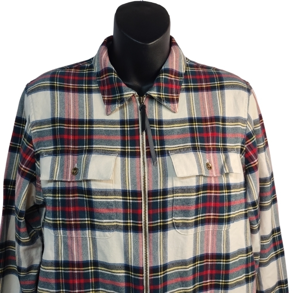 Chaps Women's Multi Colors Plaid Zip Up Top Shirt Size M - Picture 3 of 10